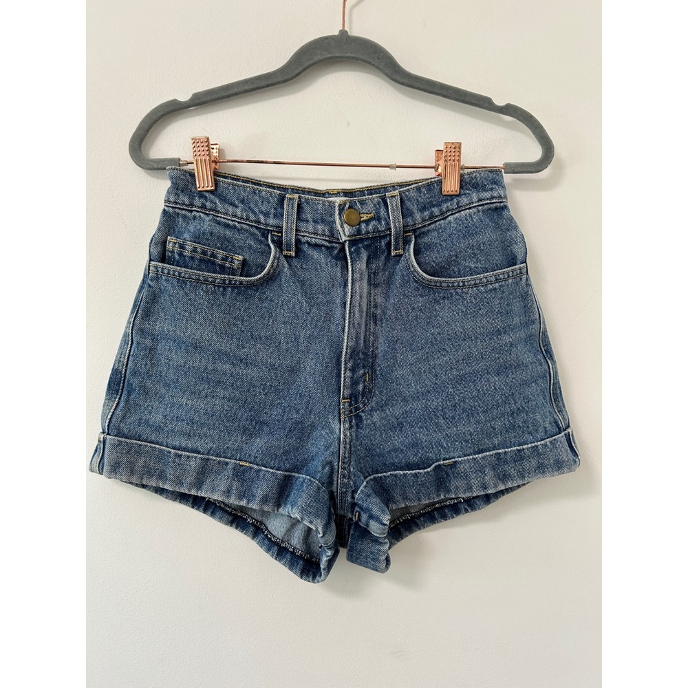 70's American Apparel High-Waist Jean Short Women 26 Dark Indigo Vintage Disco